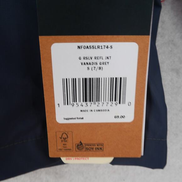 NEW The North Face Girl's 7/8 Resolve Reflective Jacket Hood Rain Wind Gray - Picture 5 of 13